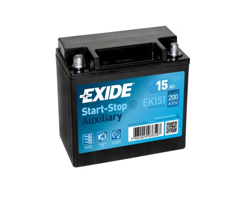 Акумулятор автомобільний EXIDE START STOP AUXILIARY 15Ah (+/-) (200EN) (EK151)