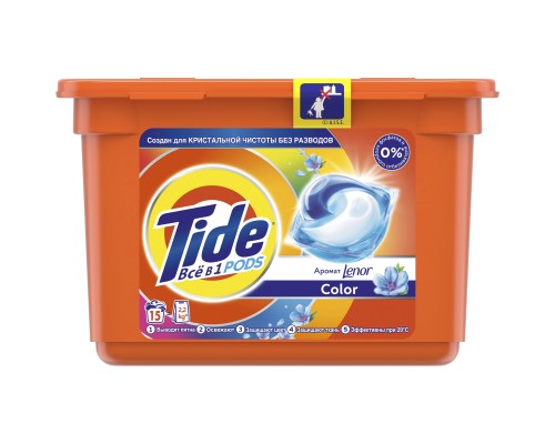 Капсули для прання Tide Все-в-1 Touch of Lenor Fresh Color 15 шт. (4084500569621)