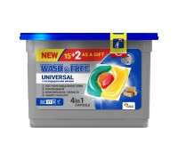 Капсули для прання Wash&Free Universal зі стружкою господарського мила 17 шт. (4260637720504)