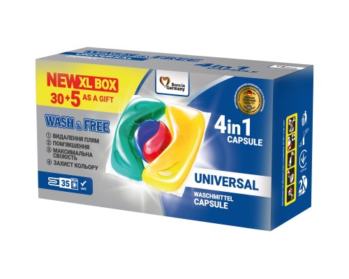 Капсули для прання Wash&Free Universal 35 шт. (4260637721945)