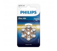 Батарейка Philips ZA312 Zinc Air 1.4V (PR41,312A,AC312E/EZ,PR312H,PR312,DA312) (ZA312B6A/00)
