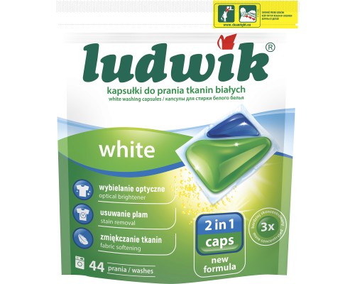 Капсули для прання Ludwik White 2 в 1 для білих речей 44 шт. (5900498025774)