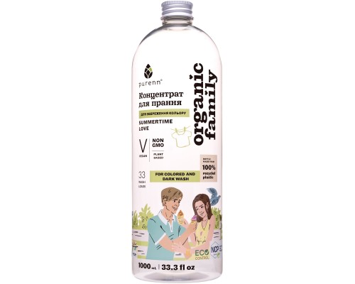 Гель для прання Purenn Organic Family Summertime Love для кольорових та темних речей з Календулою 1 л (4751024880425)