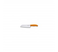 Кухонний ніж Victorinox SwissClassic сантоку 17 см, ребристое лезвие, оранжевый (6.8526.17L9B)