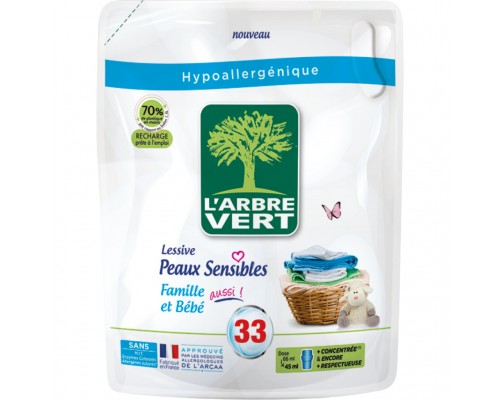 Гель для прання L'Arbre Vert для чутливої шкіри запасний блок 1.5 л (3450601031816)