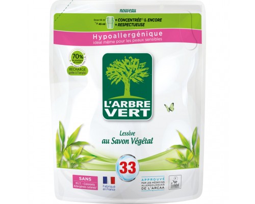 Гель для прання L'Arbre Vert Рослинне мило запасний блок 1.5 л (3450601031731)