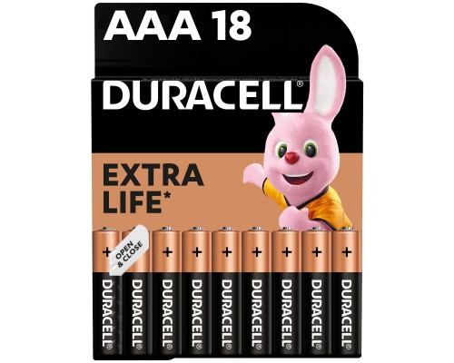 Батарейка Duracell AAA лужні 18 шт. в упаковці (5000394107557 / 81546741)