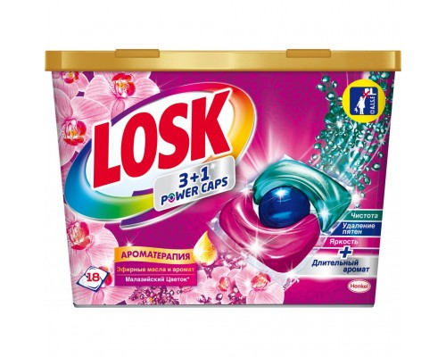 Капсули для прання Losk Тріо-капсули Ефірні олії та малайзійська квітка 18 шт. (9000101426045)