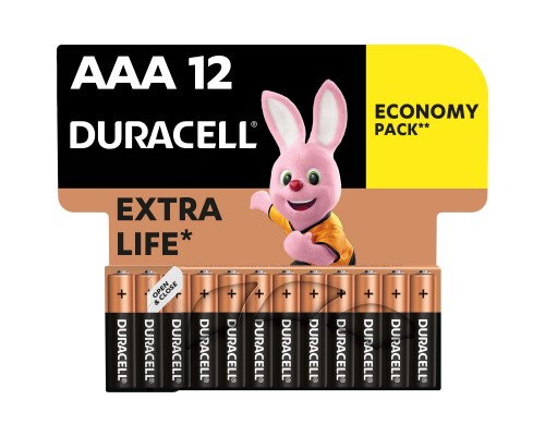 Батарейка Duracell AAA лужні 12 шт. в упаковці (5000394109254 / 81545432)