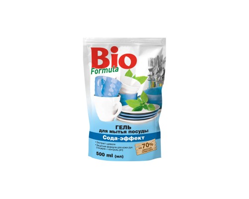 Засіб для ручного миття посуду Bio Formula Сода-ефект дой-пак 500 мл (4823015922725)