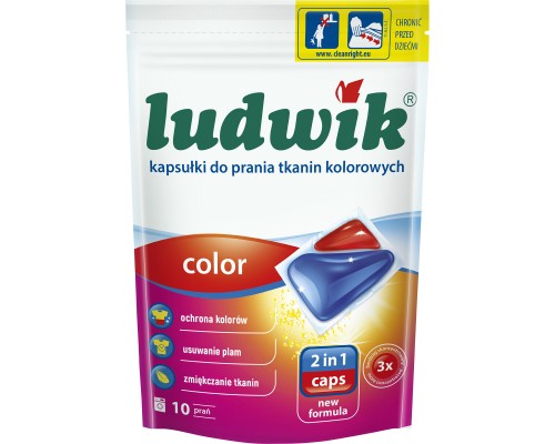 Капсули для прання Ludwik Color 2 в 1 для кольорових речей 10 шт. (5900498025699)