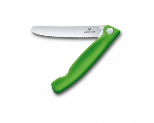 Кухонний ніж Victorinox SwissClassic Foldable Paring 11 см Serrated Green (6.7836.F4B)