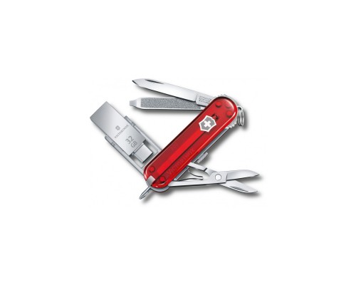 Ніж Victorinox VictorinoxWor 58 мм Прозорий червоний USB 3.0/3.1 32 Gb (4.6235.TG32B1)