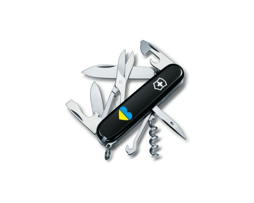 Ніж Victorinox Climber Ukraine Black "Серце жовто-блакитне" (1.3703.3_T1090u)