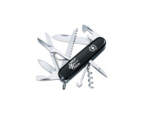 Ніж Victorinox Huntsman Ukraine 91 мм Чорний Тризуб готичний білий (1.3713.3_T0630u)