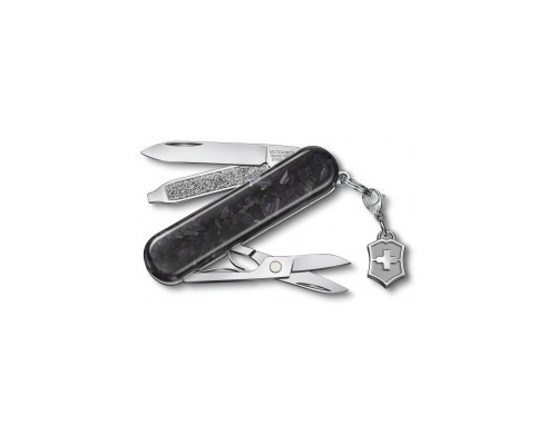 Ніж Victorinox Classic SD Brilliant Carbon + брелок-лого (0.6221.90)