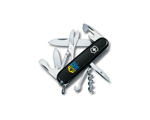 Ніж Victorinox Climber Ukraine Black "Вогняний Тризуб" (1.3703.3_T0316u)