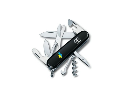 Ніж Victorinox Climber Ukraine Black "Карта України Жовто-Блакитна" (1.3703.3_T1166u)