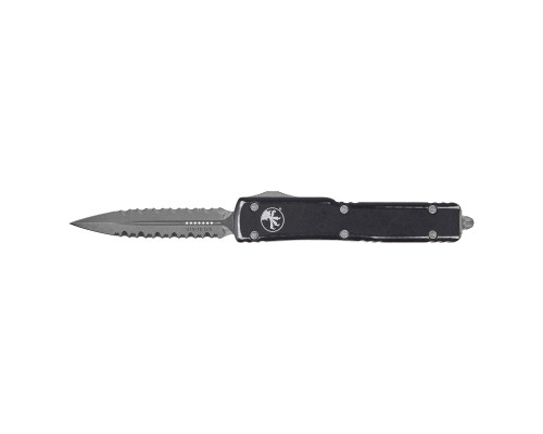 Ніж Microtech UTX-70 Double Edge Apocalyptic DFS Serrator Distressed Black (147-D12DBK)