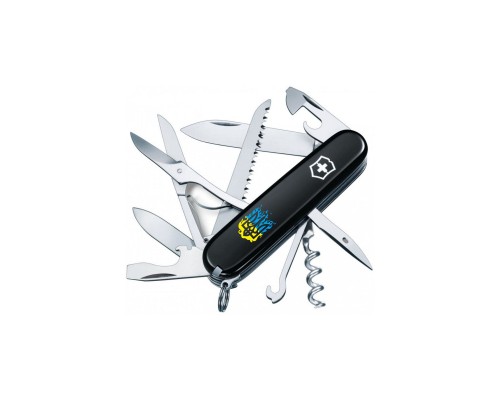 Ніж Victorinox Huntsman Ukraine Black "Вогняний Тризуб" (1.3713.3_T0316u)