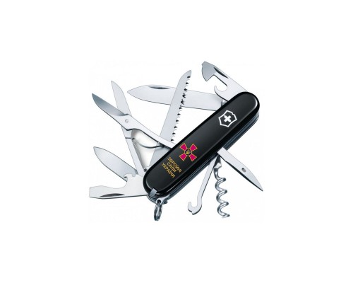 Ніж Victorinox Huntsman Army 91 мм Чорний Емблема ЗСУ + Напис ЗСУ (1.3713.3_W1011u)