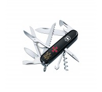 Ніж Victorinox Huntsman Army 91 мм Чорний Емблема ЗСУ + Тризуб ЗСУ золотий (1.3713.3_W1015u)