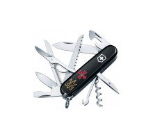 Ніж Victorinox Huntsman Army 91 мм Чорний Емблема ЗСУ + Тризуб ЗСУ золотий (1.3713.3_W1015u)