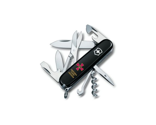 Ніж Victorinox Climber Army Чорний Емблема ЗСУ + Напис ЗСУ (1.3703.3_W1011u)