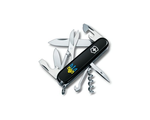 Ніж Victorinox Climber Ukraine Black "Тризуб Жовто-Блакитний" (1.3703.3_T0016u)