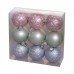 Ялинкова іграшка Chomik кульки з візерунком 9 шт, 6 см, зелений, рожевий, блакитний (5900779840638)