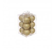 Ялинкова іграшка Jumi 12шт, 4 см, пластик, золотий з блискітками (5900410791138)