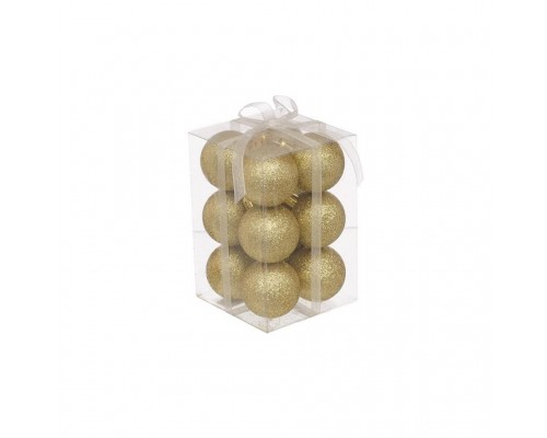 Ялинкова іграшка Jumi 12шт, 4 см, пластик, золотий з блискітками (5900410791138)