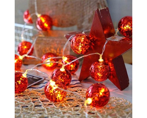 Гірлянда ColorWay Світлодіодна Christmas lights ball 6 см 10 LED 1.5 м USB Red (CW-MC-LB10U)