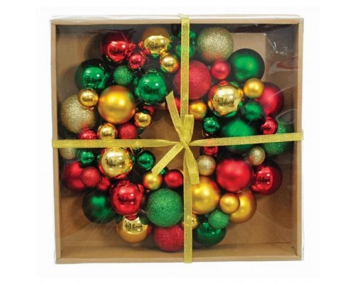 Украшение декоративное Jumi Венок с елочных пластиковых шариков 34 см Разноцветный (5900410379152)