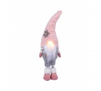 Новорічна фігурка Novogod`ko Гном в рожевому колпаку, 45 см, LED ніс (974632)