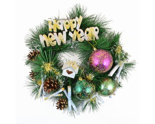 Украшение декоративное YES! Fun венок Happy New Year 15 см (904321)