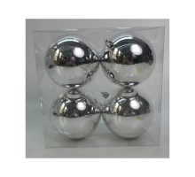Ялинкова іграшка Novogod`ko 4 шт срібло, глянець 10 см (974535)