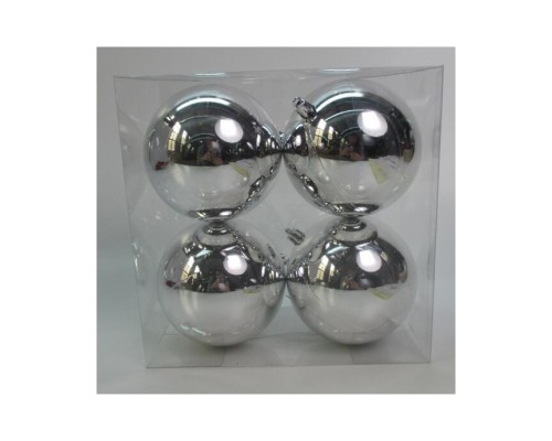 Ялинкова іграшка Novogod`ko 4 шт срібло, глянець 10 см (974535)