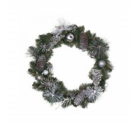 Різдвяний вінок Novogod`ko Срібний іній 35 см прикрашений (904471)