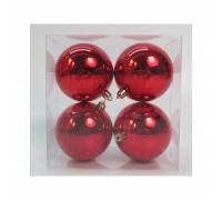 Ялинкова іграшка Novogod`ko набір куль пластик, 8см, 4 шт, червоний глянець (974530)