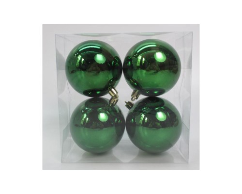 Ялинкова іграшка Novogod`ko набір куль пластик, 8см, 4 шт, зелений глянець (974527)
