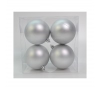 Ялинкова іграшка Novogod`ko набір куль пластик, 8см, 4 шт, срібний матовий (974532)