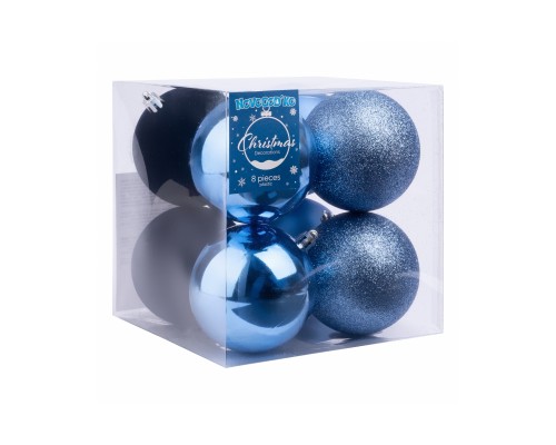 Ялинкова іграшка Novogod`ko 8 шт, 8 см, блакитний (974792)