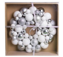 Різдвяний вінок Jumi Вінок з ялинкових пластикових кульок 34 см Білий з сріблясти (5900410379176)