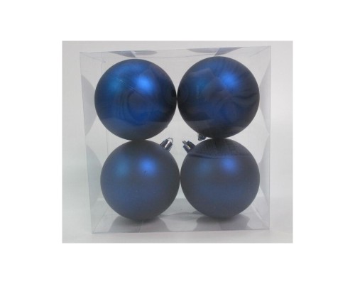 Ялинкова іграшка Novogod`ko набір куль пластик, 8см, 4 шт, синій матовий (974526)