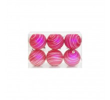 Ялинкова іграшка Jumi 6 шт (7 см) з візерунком, рожев. (5900410550216)