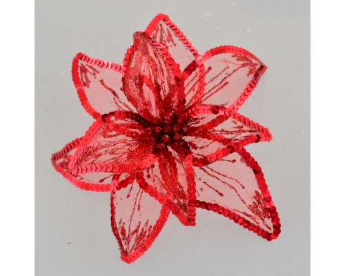 Ялинкова іграшка YES! Fun квітка пуансетії Розкіш напівпрозора червона, 23*23см (750308)