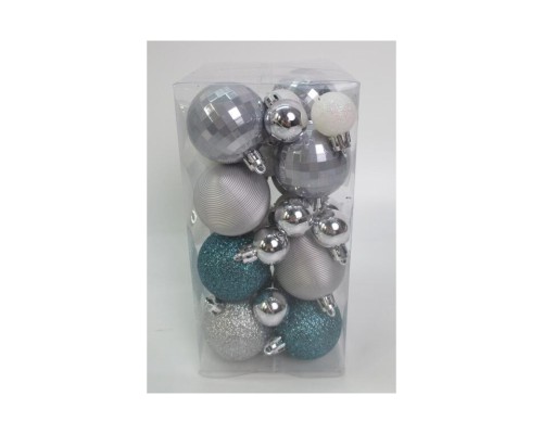 Ялинкова іграшка Novogod`ko №4, 30 шт mix срібло-смарагд (974436)