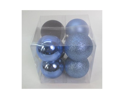 Ялинкова іграшка Novogod`ko 8 шт блакитний mix 6 см (974409)