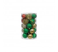 Ялинкова іграшка Jumi mix 25 шт (6 см) зелен., золот., червон (5900410400238)